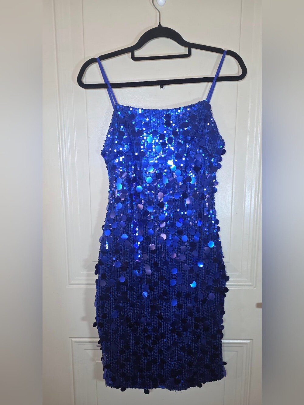 Zeflows Royal Blue Sequin Mini Dress NWT Women’s Large HOCO Glam Festival - Picture 6 of 16